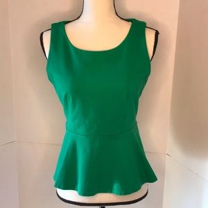 INC Kelly Green Sleeveless Peplum Top Petite M